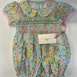 Cecil & Lou Floral  Romper with Pink and Green (12 Months) NWT
